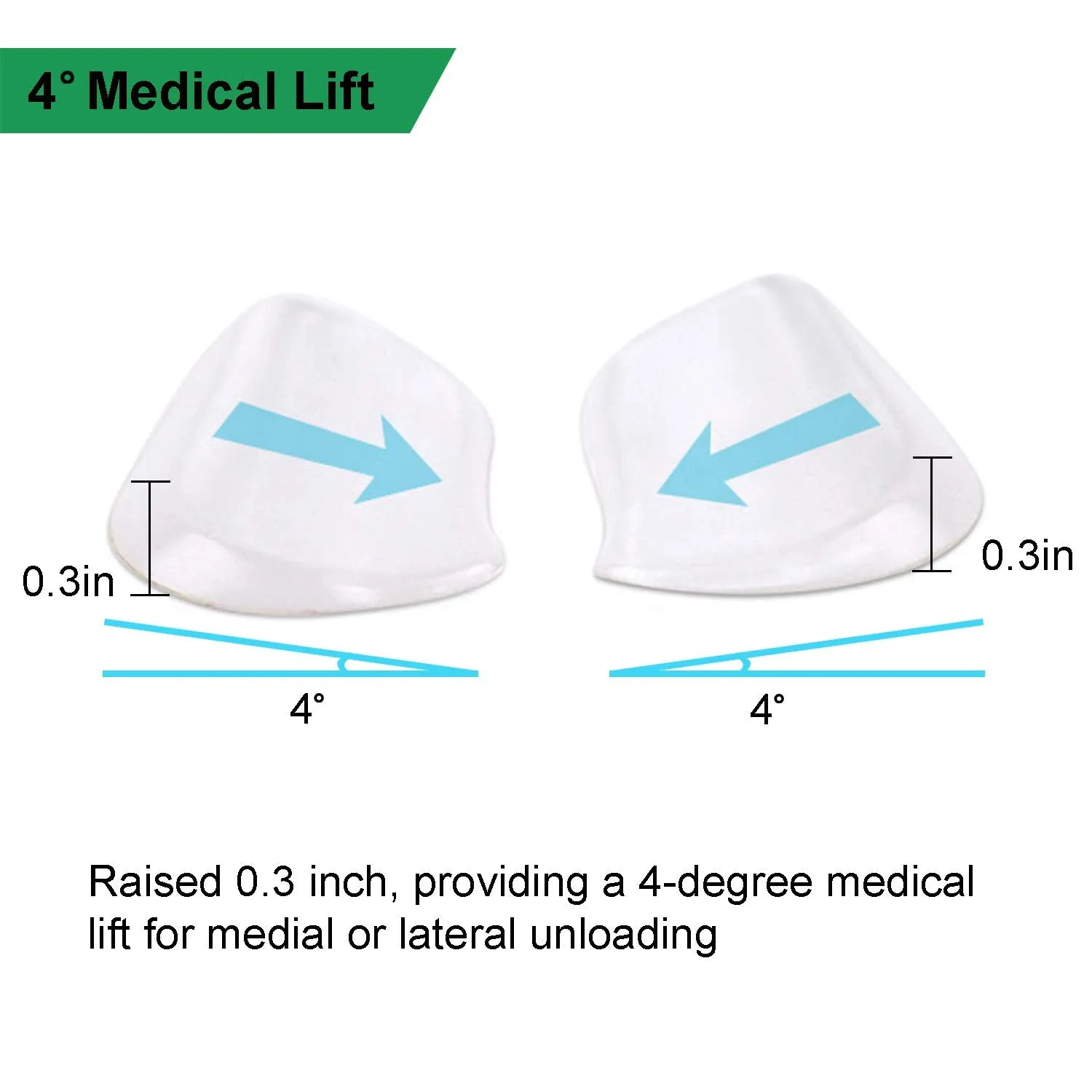 2 Pairs Medial & Lateral Heel Wedge Silicone Insoles - Corrective Adhesive Shoe Inserts for Foot Alignment, Knock Knee Pain, Bow Legs, Osteoarthritis for Men and Women