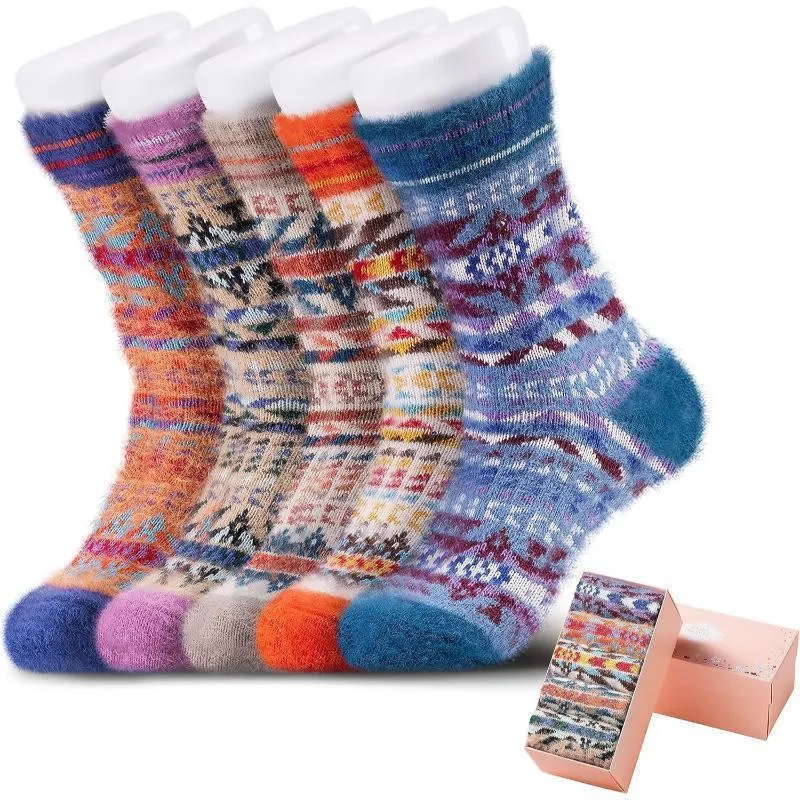 5 Pack Thick Diabetic Fuzzy Fluffy Socks – Warmth and all Seasons
