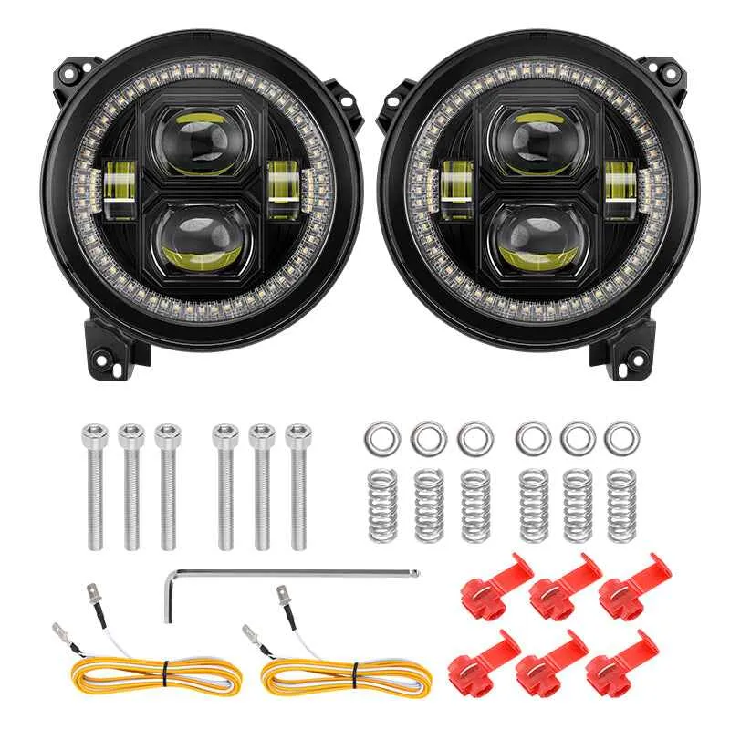 9'' Halo LED Headlights for Jeep Wrangler JL and Gladiator JT