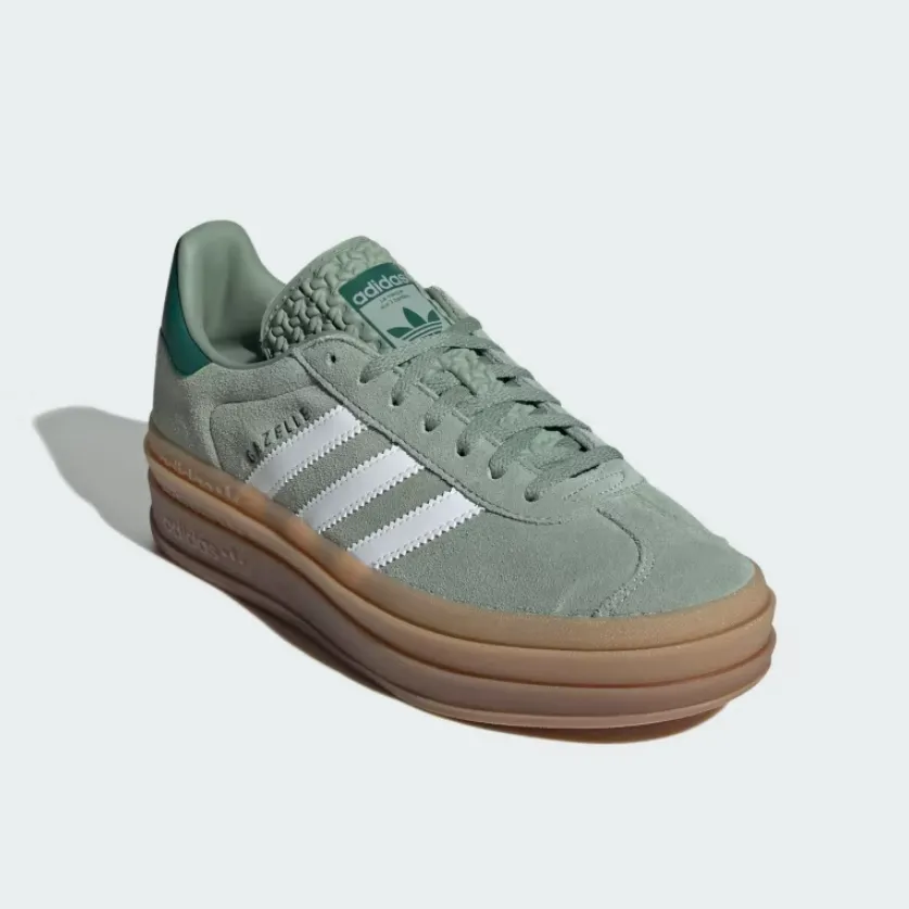 adidas Gazelle Bold Womens Silver Collegiate Green ID6998 (LF)