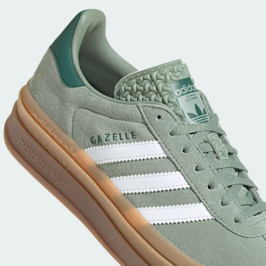 adidas Gazelle Bold Womens Silver Collegiate Green ID6998 (LF)
