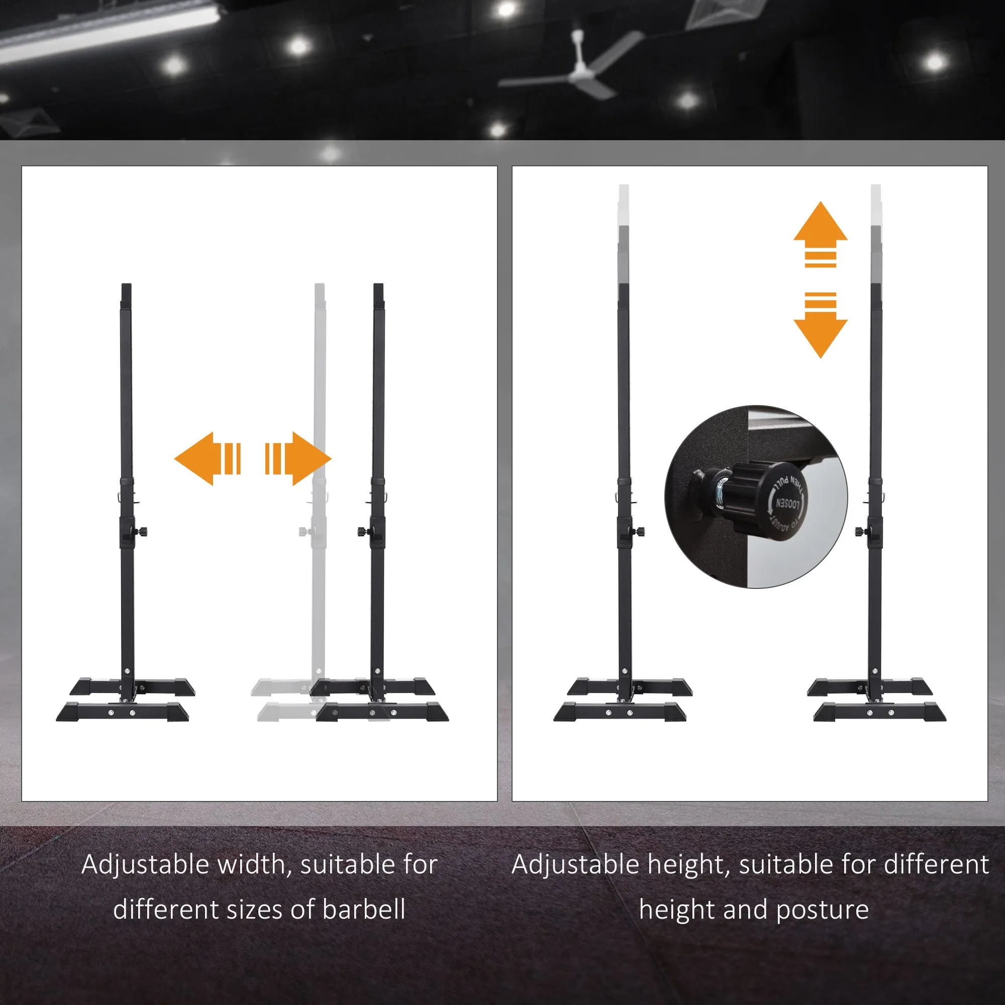 Adjustable Squat Rack, Weight Strength Training Bench Press Rack Barbell Rack Power Rack Weight Bench Supporter for Home Gym Exercise, Max Load 150kg, 124-154cm