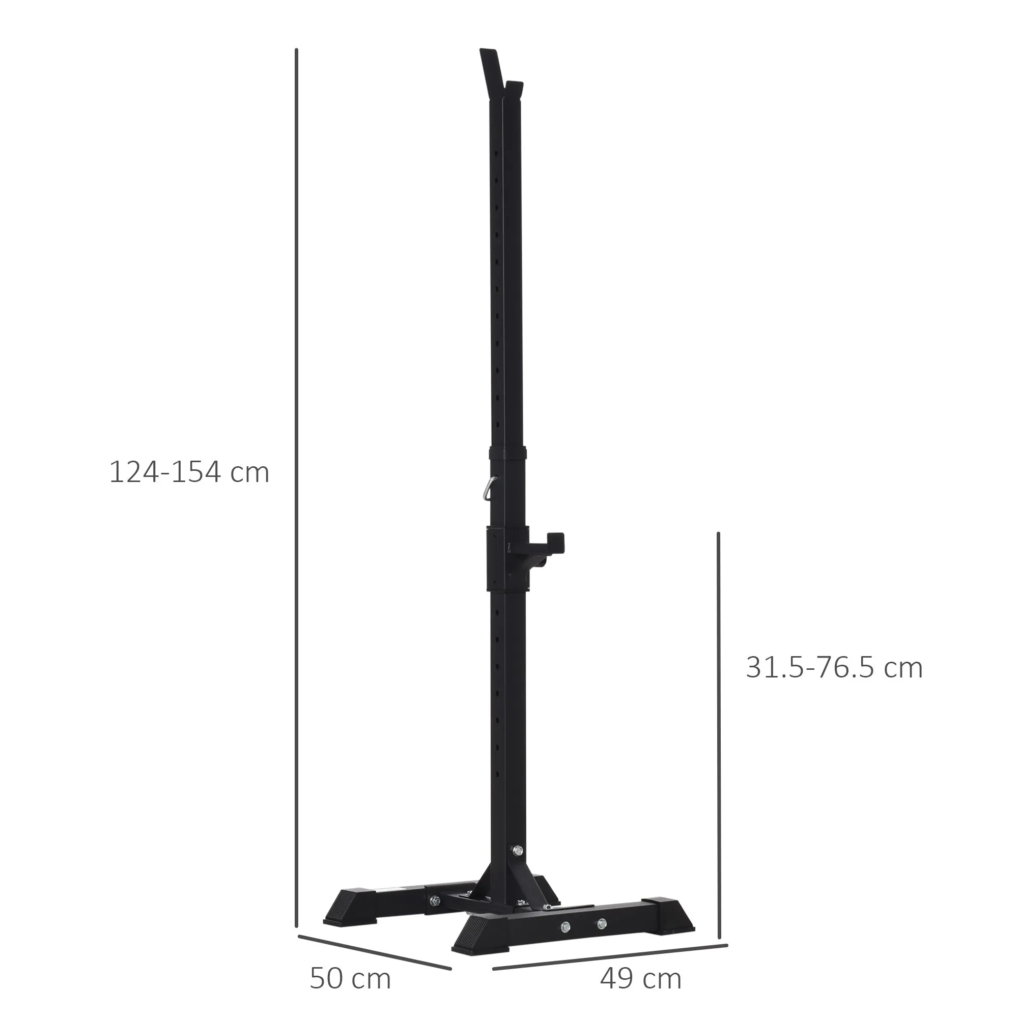 Adjustable Squat Rack, Weight Strength Training Bench Press Rack Barbell Rack Power Rack Weight Bench Supporter for Home Gym Exercise, Max Load 150kg, 124-154cm