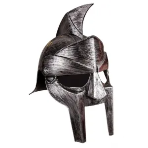 Adults Silver Gladiator Helmet Roman Soldier Fancy Dress