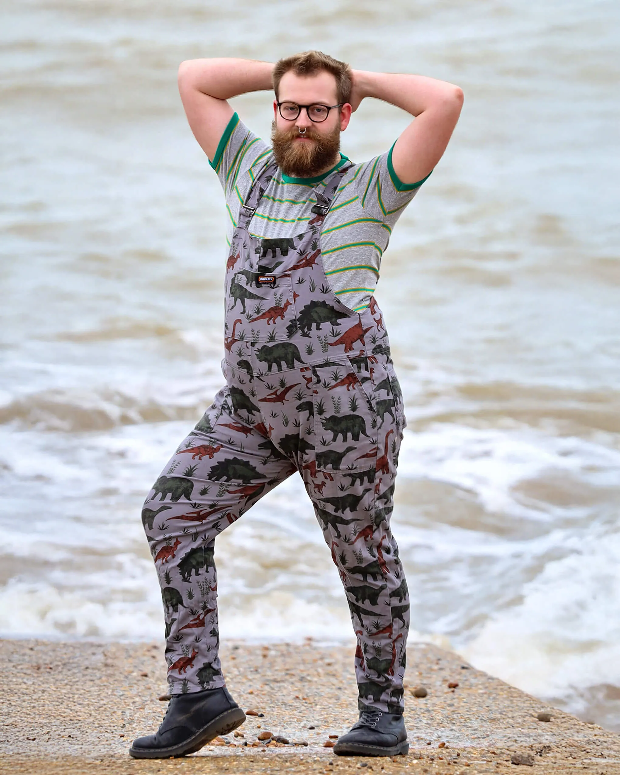 Adventure Dinosaur Stretch Twill Dungarees