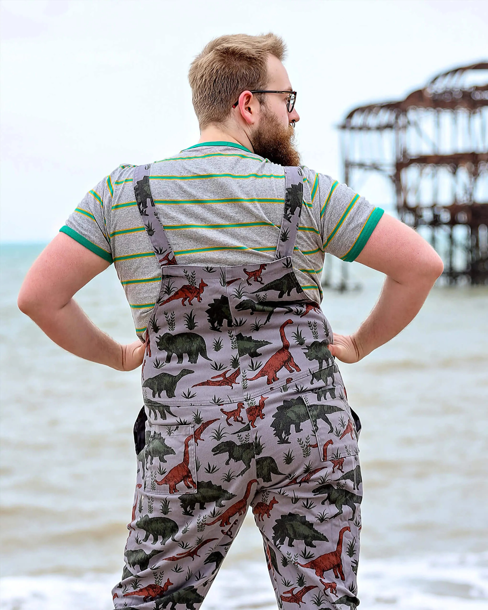 Adventure Dinosaur Stretch Twill Dungarees