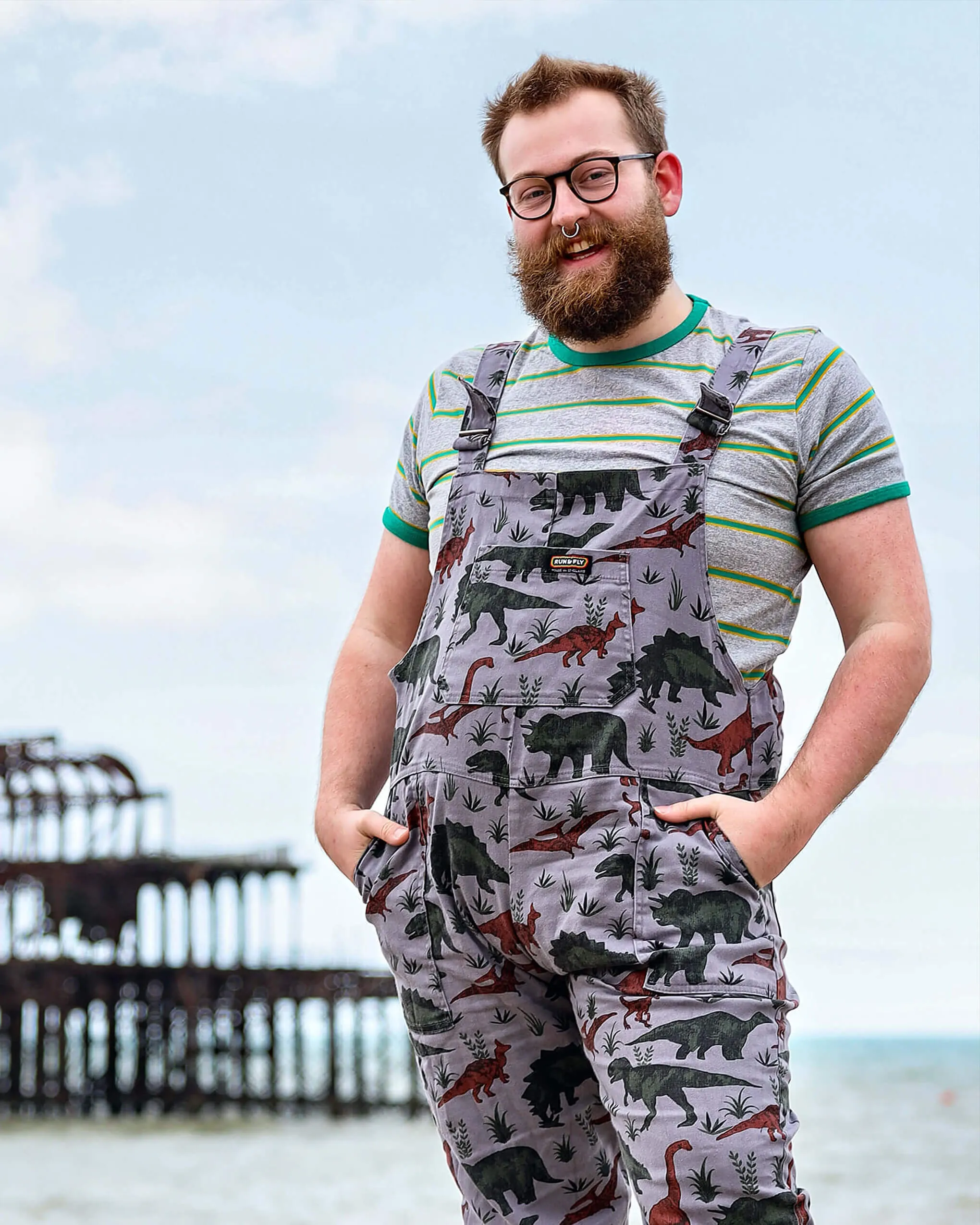 Adventure Dinosaur Stretch Twill Dungarees