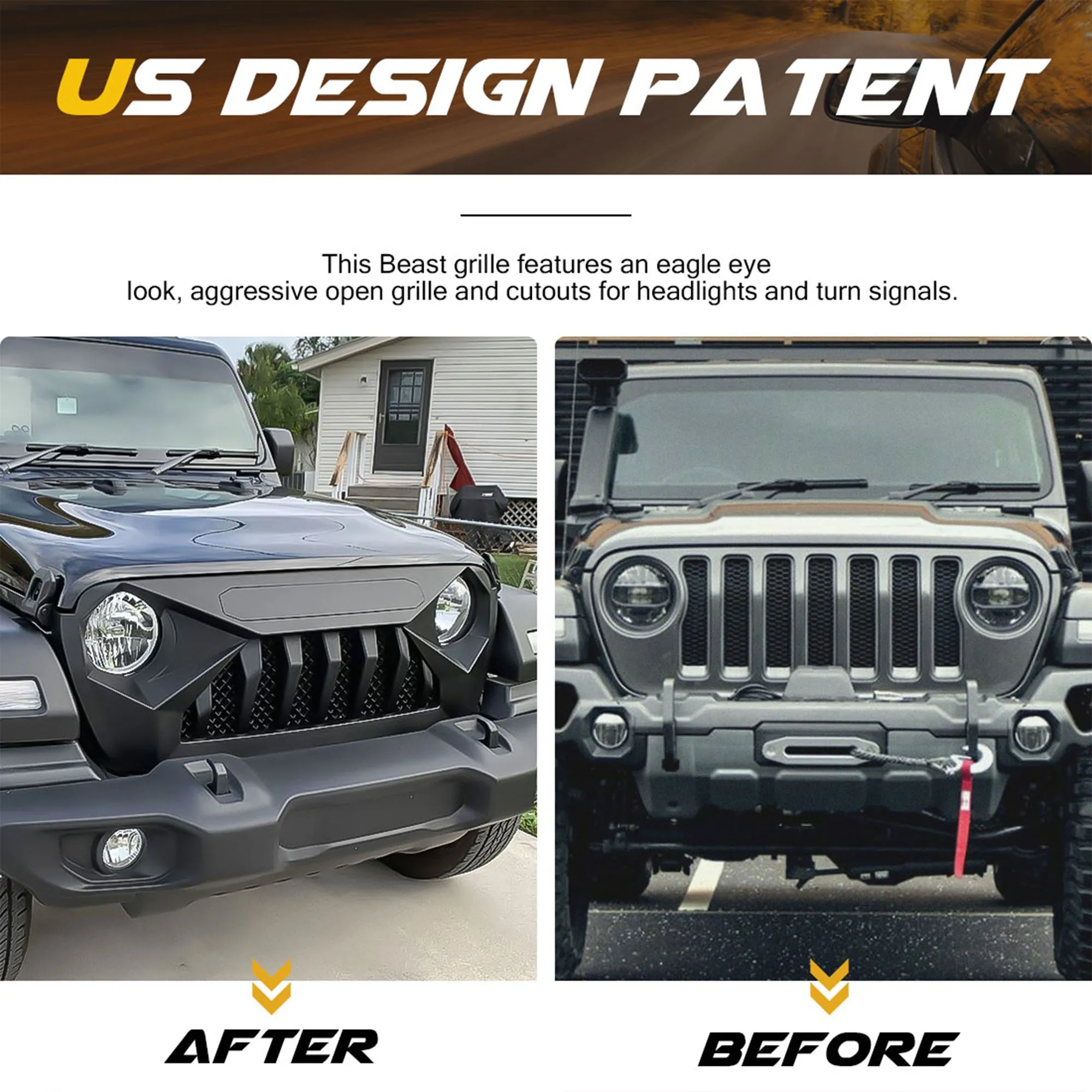 AMERICAN MODIFIED Demon Grille for 2018  Jeep Wrangler JL & 2020  Gladiator JT