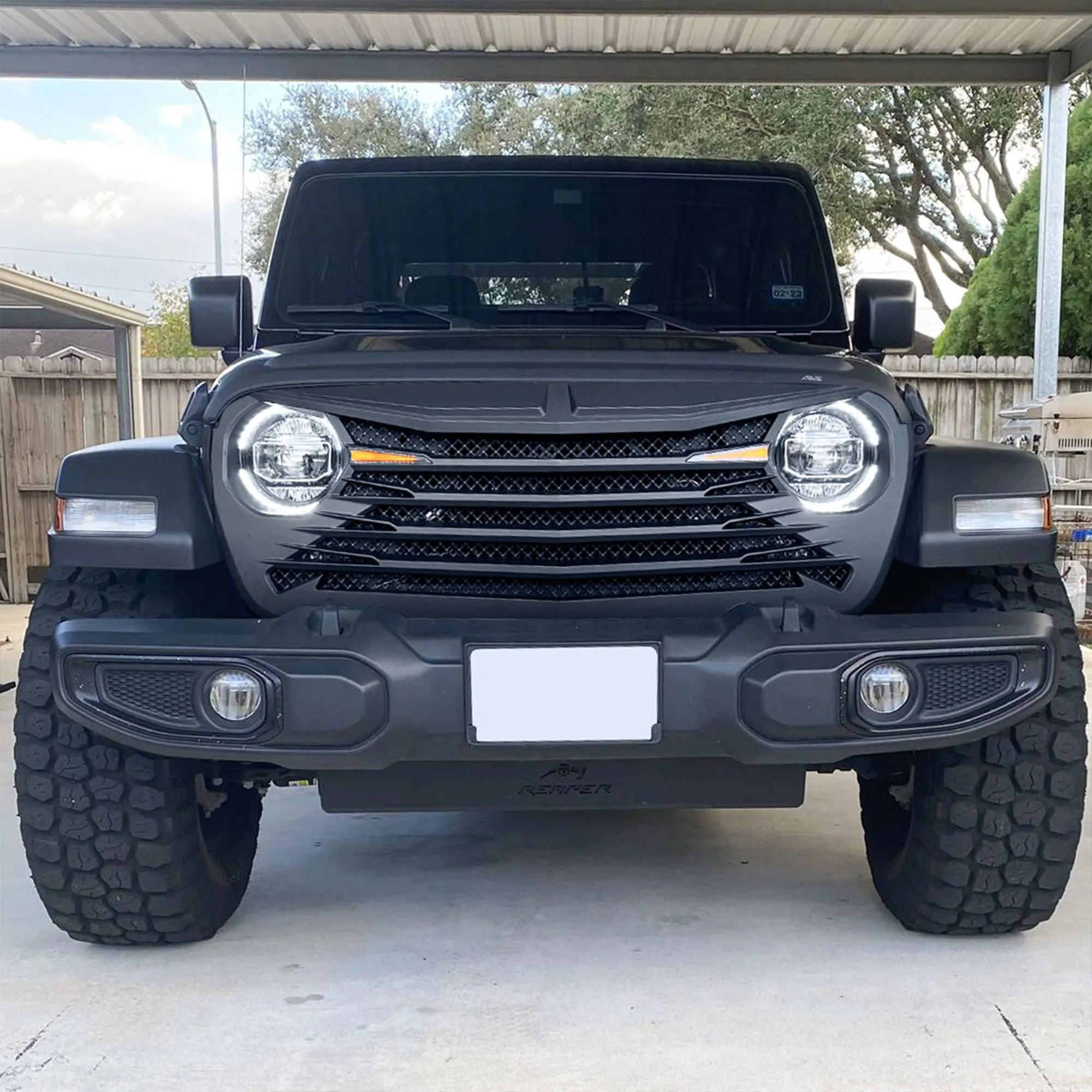 AMERICAN MODIFIED Front Grille w/DRL for 18-23 Jeep Wrangler/Gladiator(Open Box)