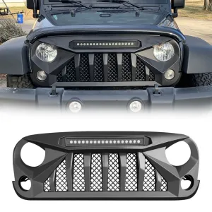 AMERICAN MODIFIED Front Grille w/Off Road Lights for 07-18 Jeep Wrangler JK