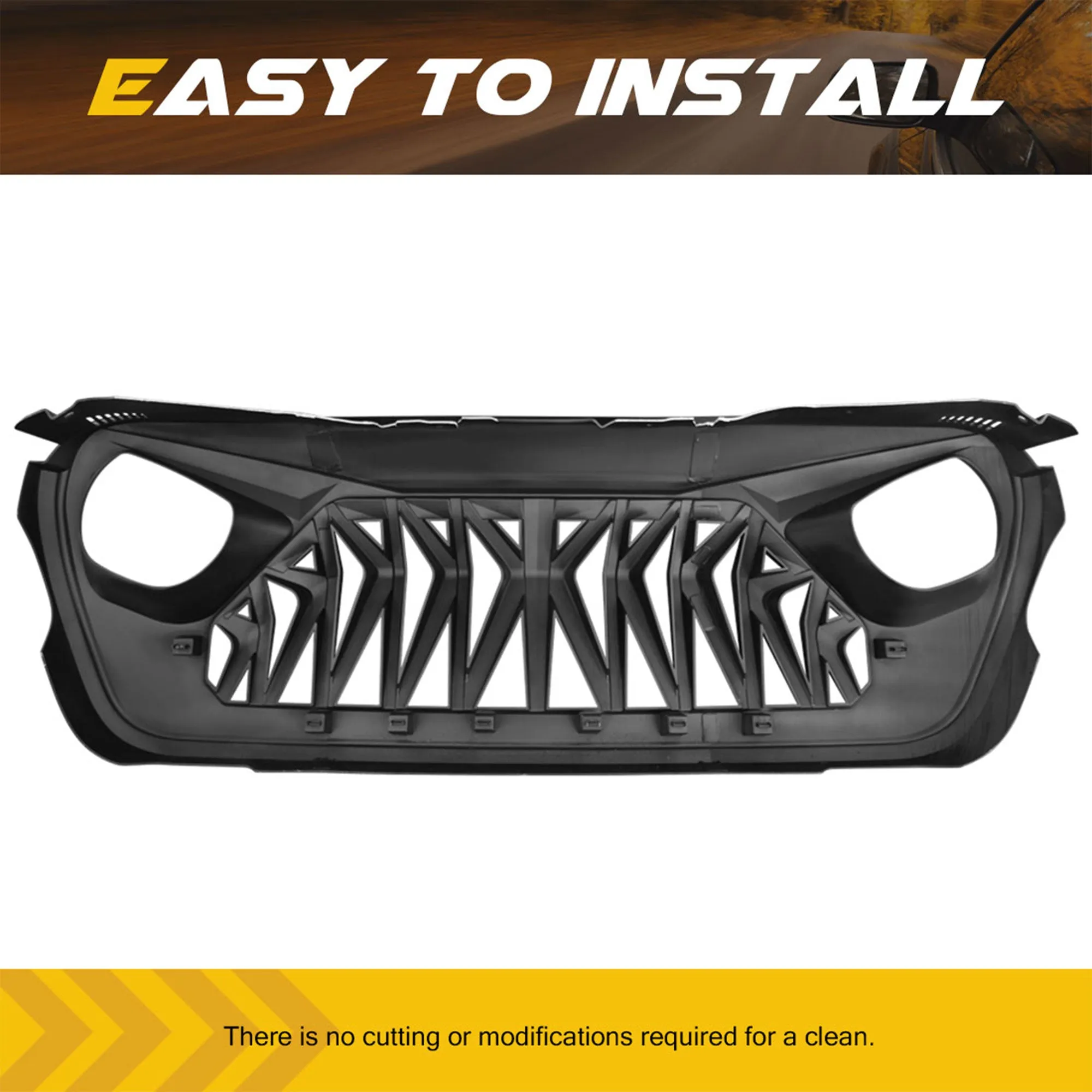 AMERICAN MODIFIED Front Shark Grille for 2018  Wrangler JL & 2020  Gladiator JT
