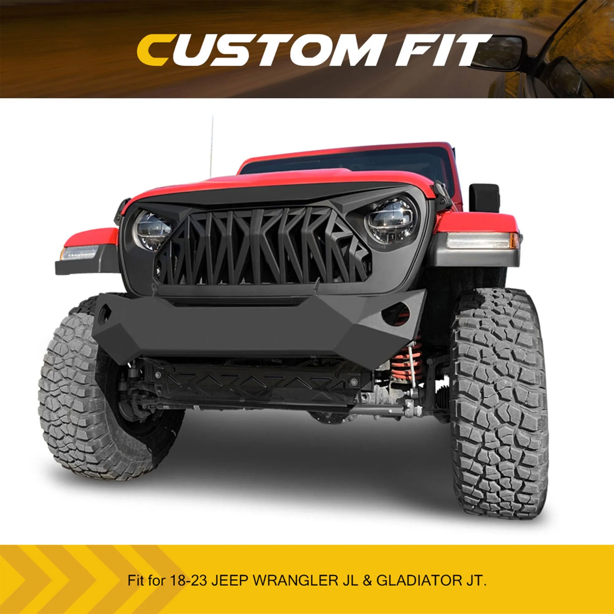 AMERICAN MODIFIED Front Shark Grille for 2018  Wrangler JL & 2020  Gladiator JT