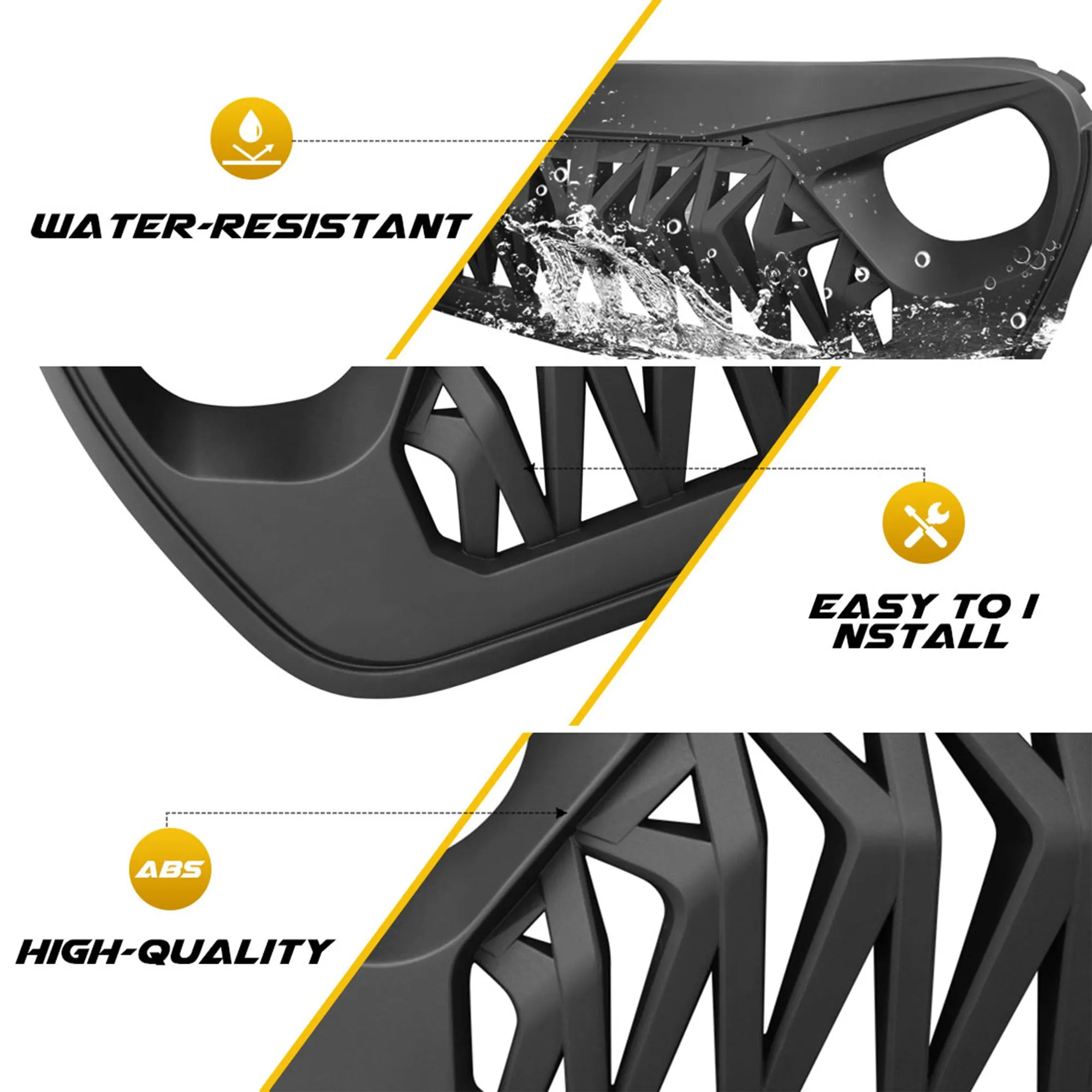 AMERICAN MODIFIED Front Shark Grille for 2018  Wrangler JL & 2020  Gladiator JT