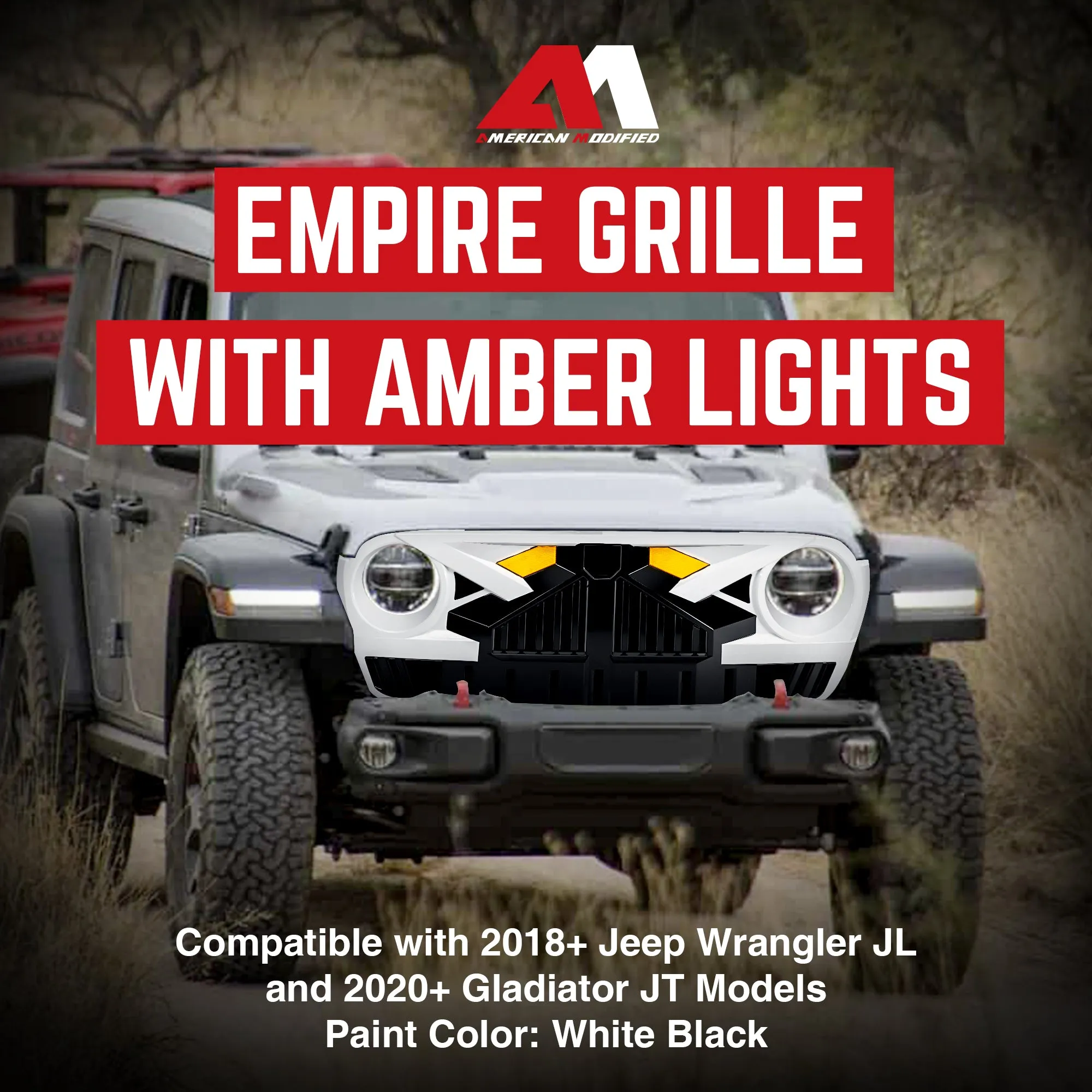 AMERICAN MODIFIED Grille for 2018  Jeep Wrangler JL, 2020  Gladiator JT w/Camera