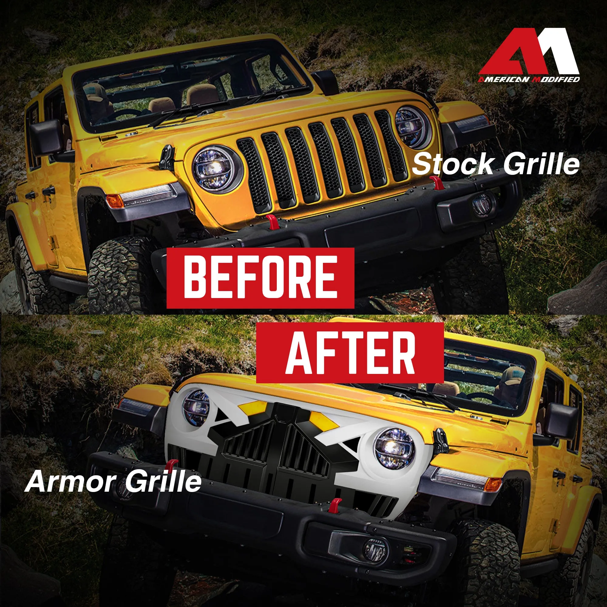 AMERICAN MODIFIED Grille for 2018  Jeep Wrangler JL, 2020  Gladiator JT w/Camera