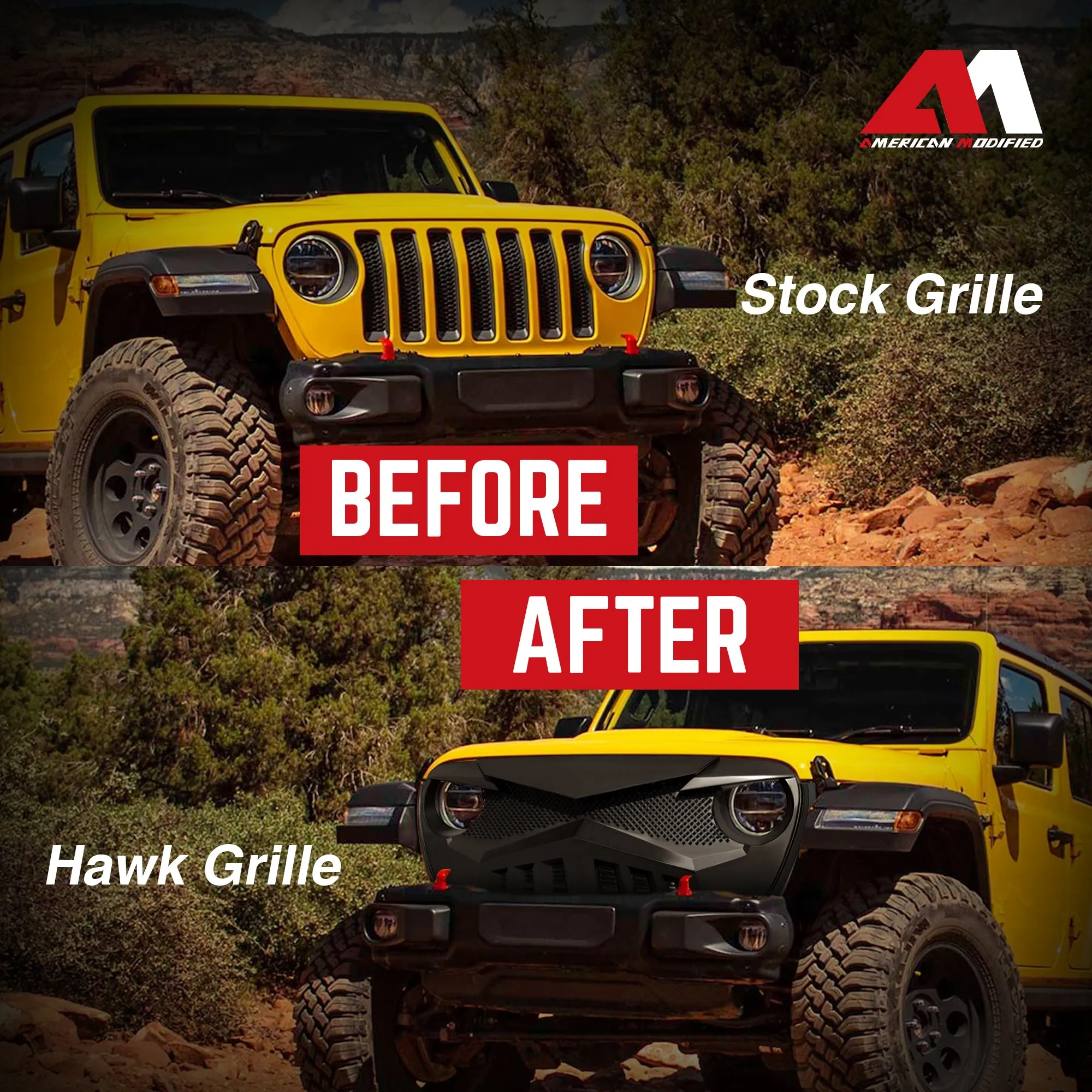 AMERICAN MODIFIED Hawke Grille for 2018  Jeep Wrangler JL & 2020  Gladiator JT