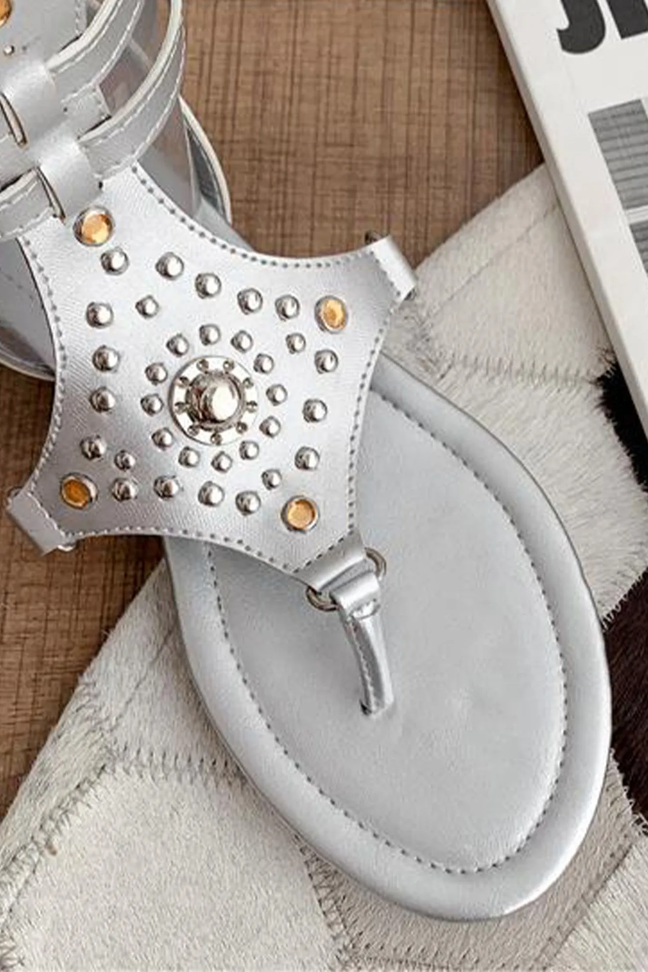 Amozae-Rivet Zipper Gladiator Sandals