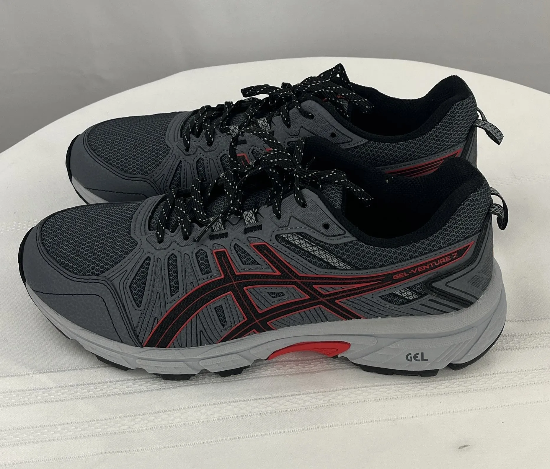 Asics Men's Gel Venture 7 Grey Red Trail Running Shoes Sneakers Size 10EEEE NIB