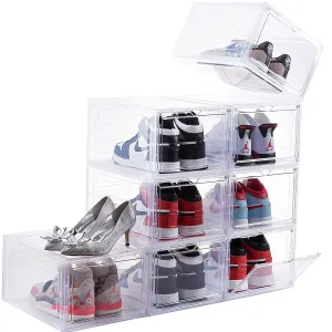 Attelite Clear Shoe Boxes Set of 8 Stackable Plastic Shoe Boxes with Clear Door