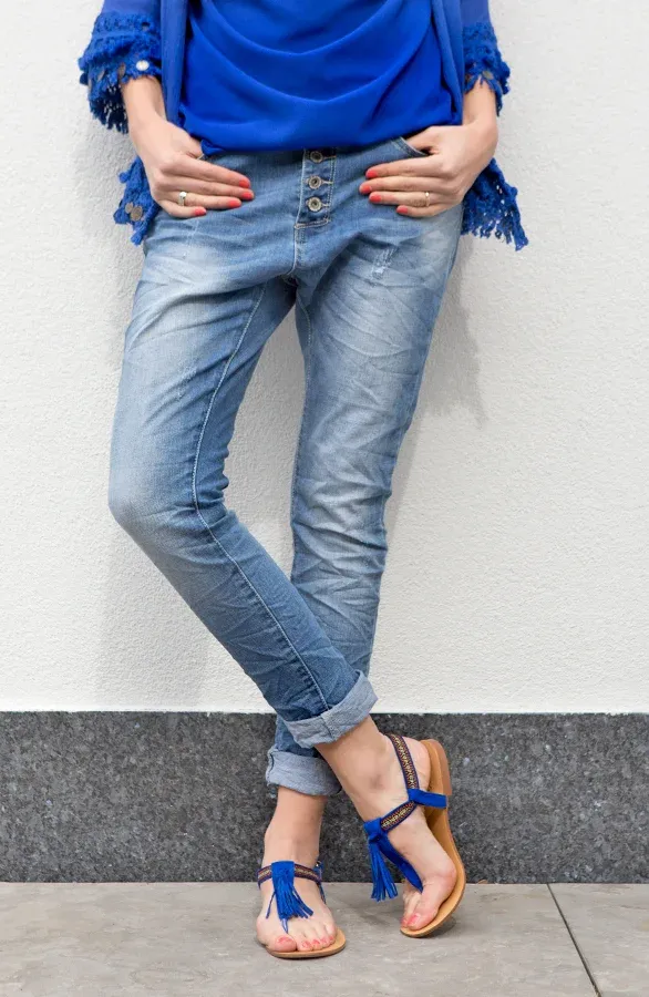 Aztec Fringe Sandals Kobalt