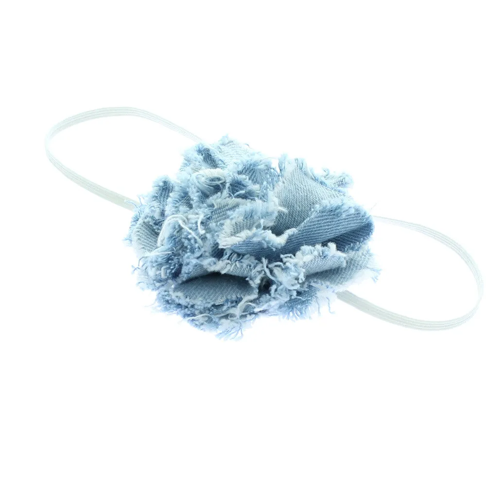 Baby/Toddler Frayed Denim Flower Skinny Headband