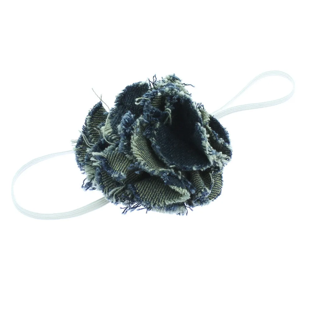 Baby/Toddler Frayed Denim Flower Skinny Headband