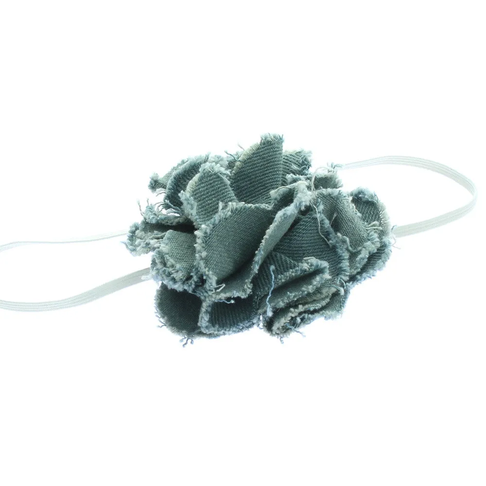 Baby/Toddler Frayed Denim Flower Skinny Headband