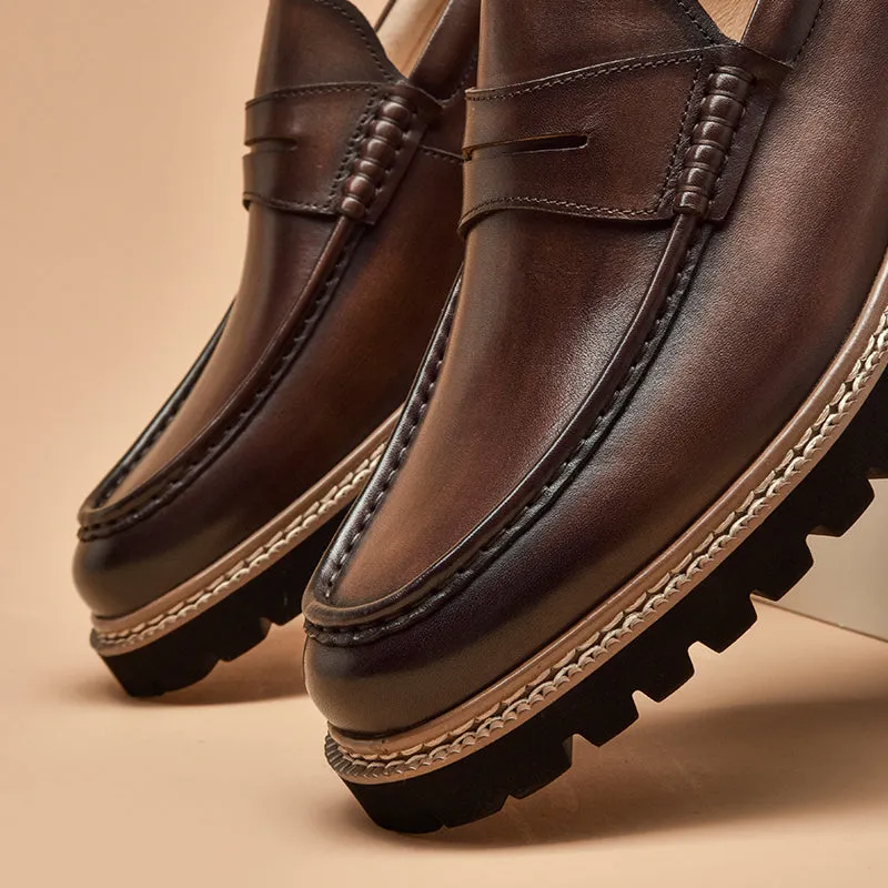 BeauToday Leather Penny Loafers for Men