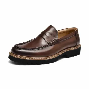 BeauToday Leather Penny Loafers for Men