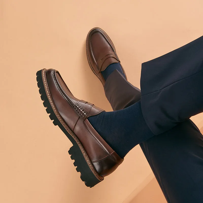 BeauToday Leather Penny Loafers for Men