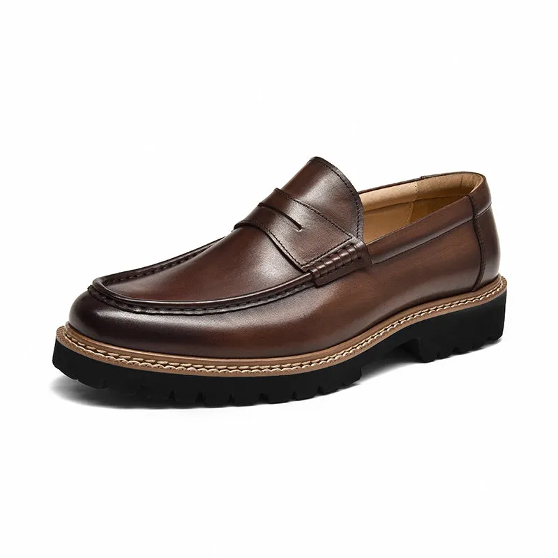 BeauToday Leather Penny Loafers for Men