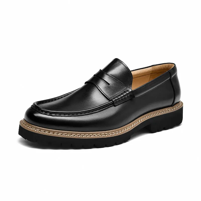 BeauToday Leather Penny Loafers for Men