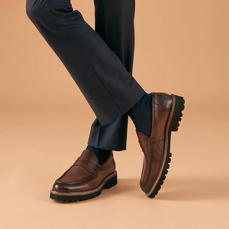 BeauToday Leather Penny Loafers for Men