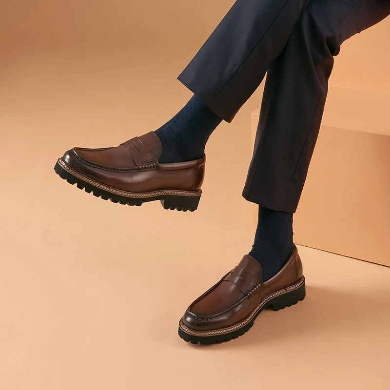 BeauToday Leather Penny Loafers for Men