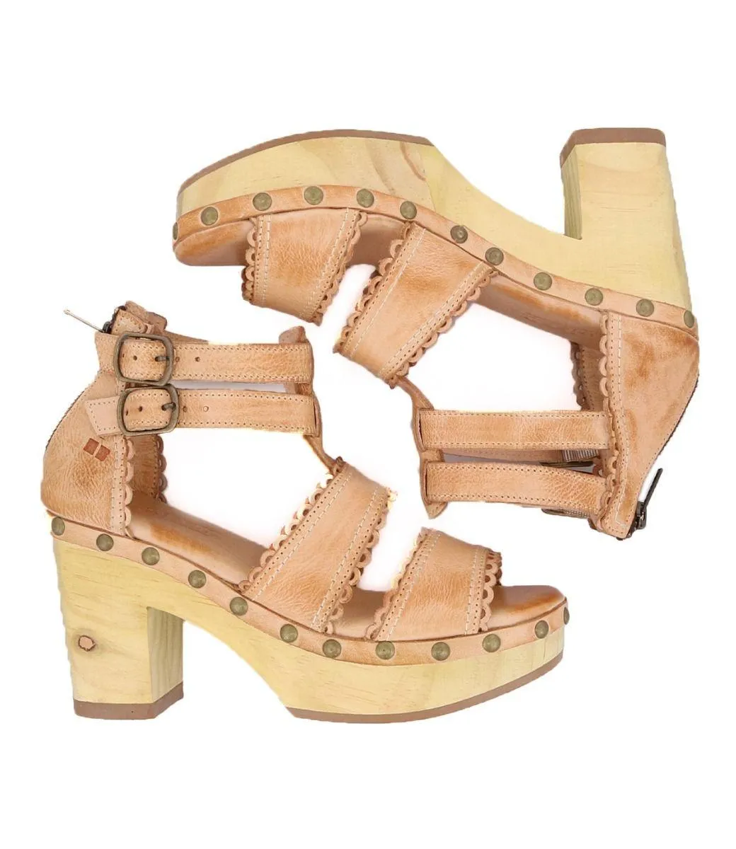 Bed Stu Women's Bone Dip Dye Sloane Heeled Leather Wood Clog Sandal F399032