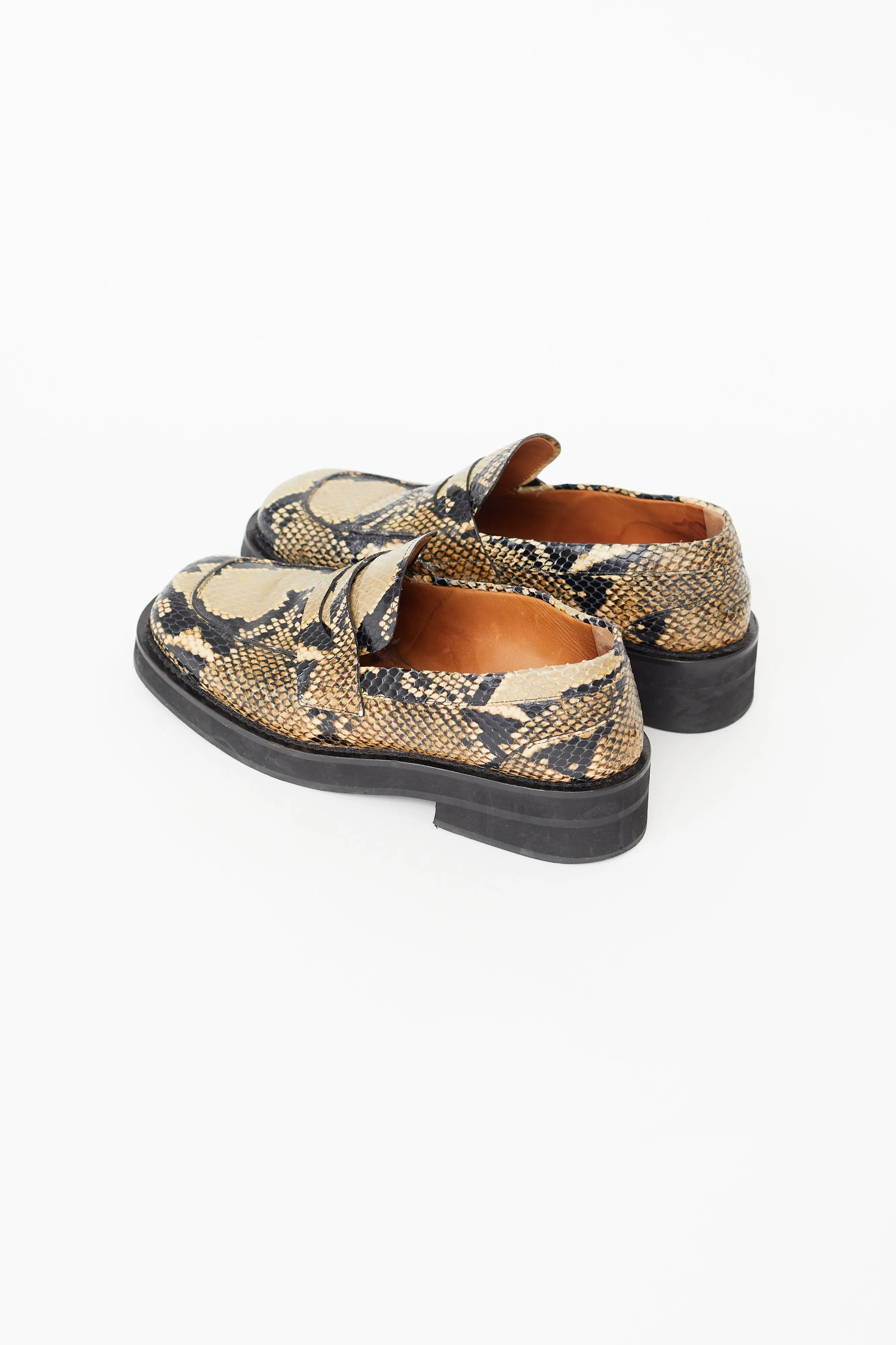 Beige & Black Textured Print Loafer