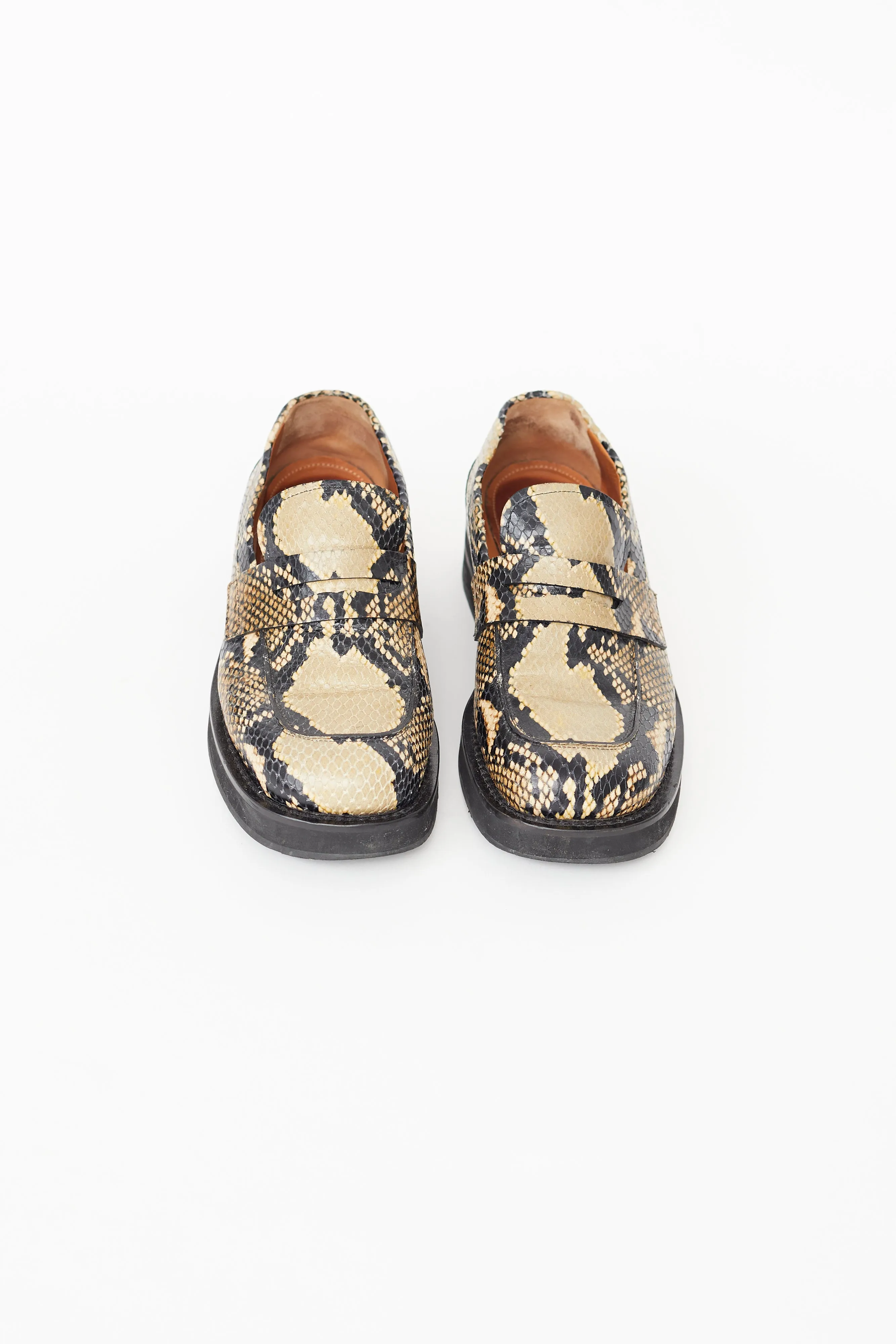 Beige & Black Textured Print Loafer