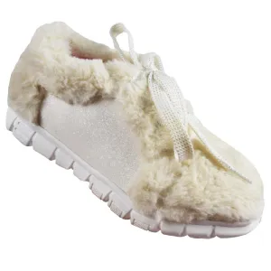 Billieblush Girls White Faux Fur Sneakers