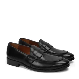 Black Leather Penny Loafers