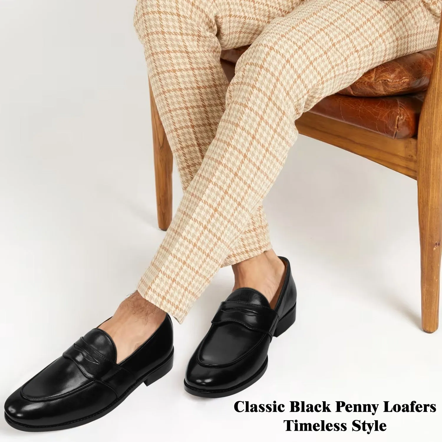 Black Leather Penny Loafers