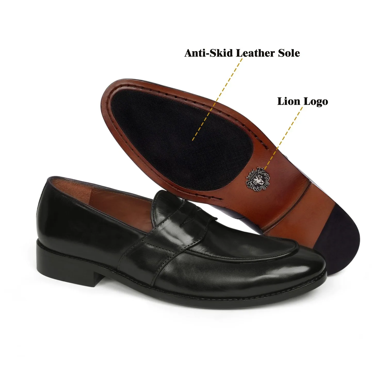 Black Leather Penny Loafers