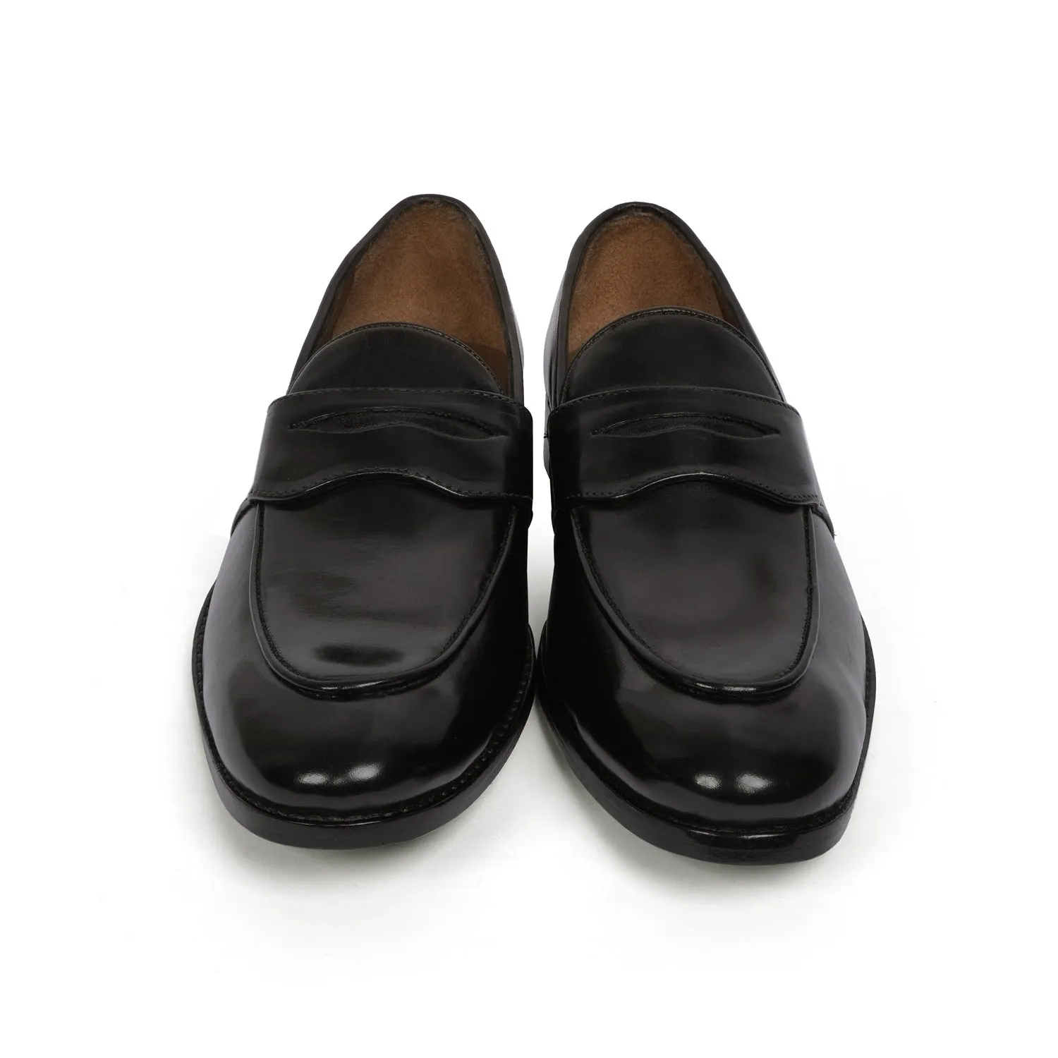 Black Leather Penny Loafers
