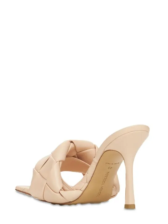 Bottega Veneta   90mm Lido woven leather slide sandals 