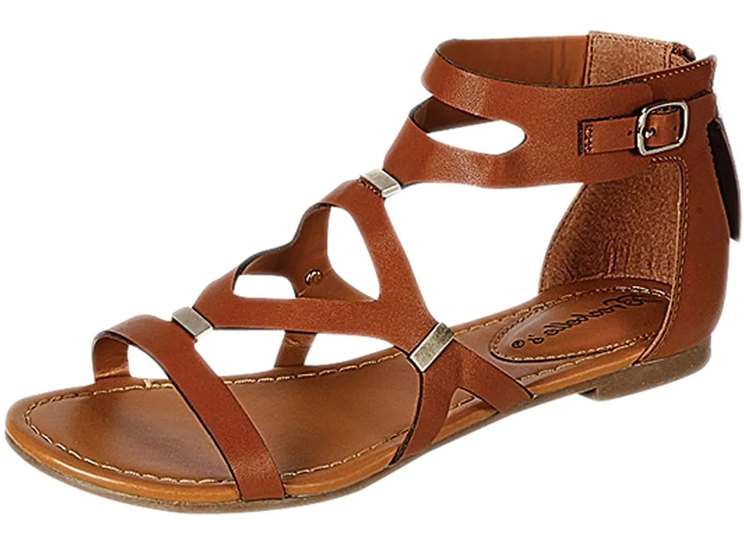 Breckelle's Women's Cutout Gladiator Grommet Strappy Flat Sandal