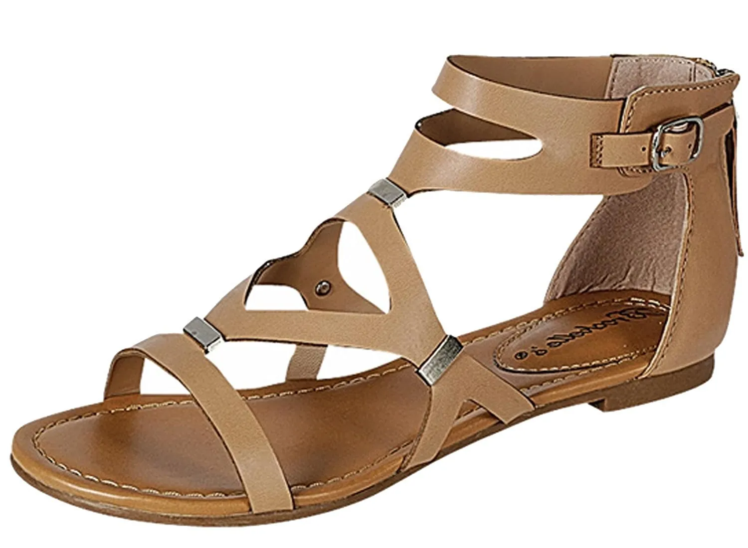 Breckelle's Women's Cutout Gladiator Grommet Strappy Flat Sandal
