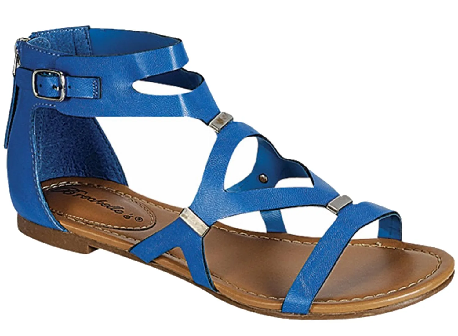 Breckelle's Women's Cutout Gladiator Grommet Strappy Flat Sandal
