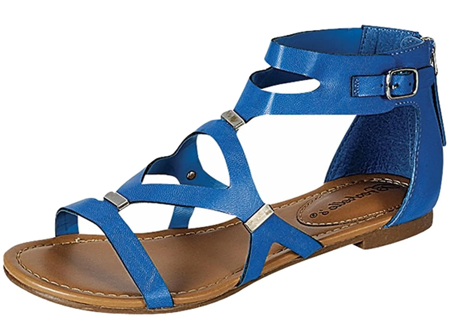 Breckelle's Women's Cutout Gladiator Grommet Strappy Flat Sandal
