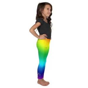Bright Rainbow Girl's Tights, Ombre Print Designer Kid's Leggings Stretchy Pants- Made in USA/ EU
