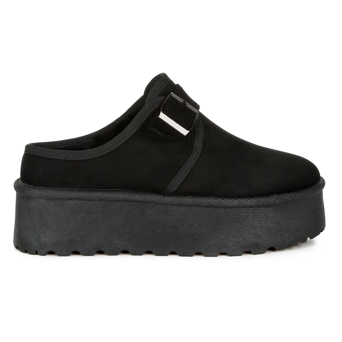 Buckle Strap Fur Platform Classic Slip-On