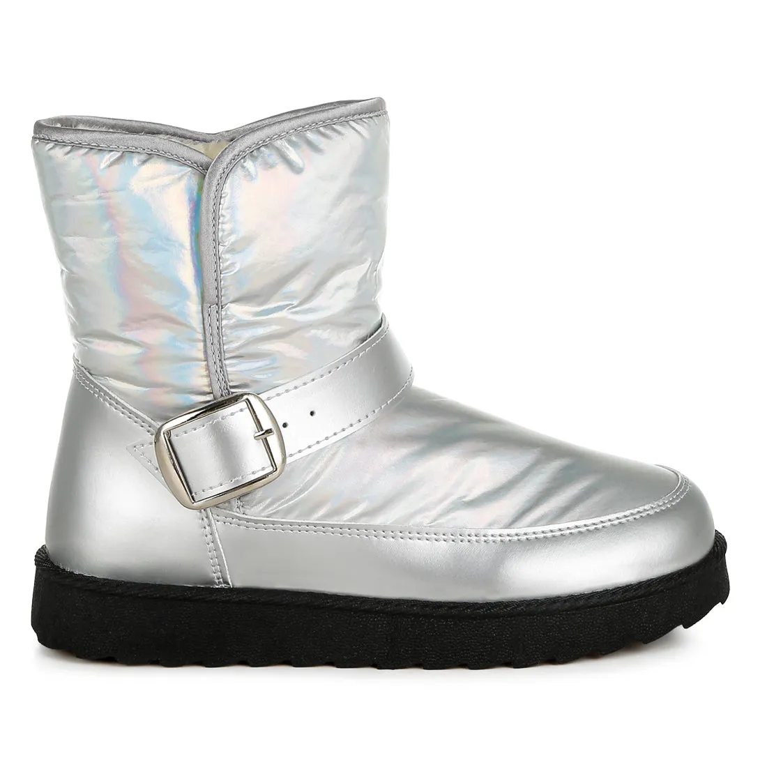 Buckle Strap Puffy Ankle Boots